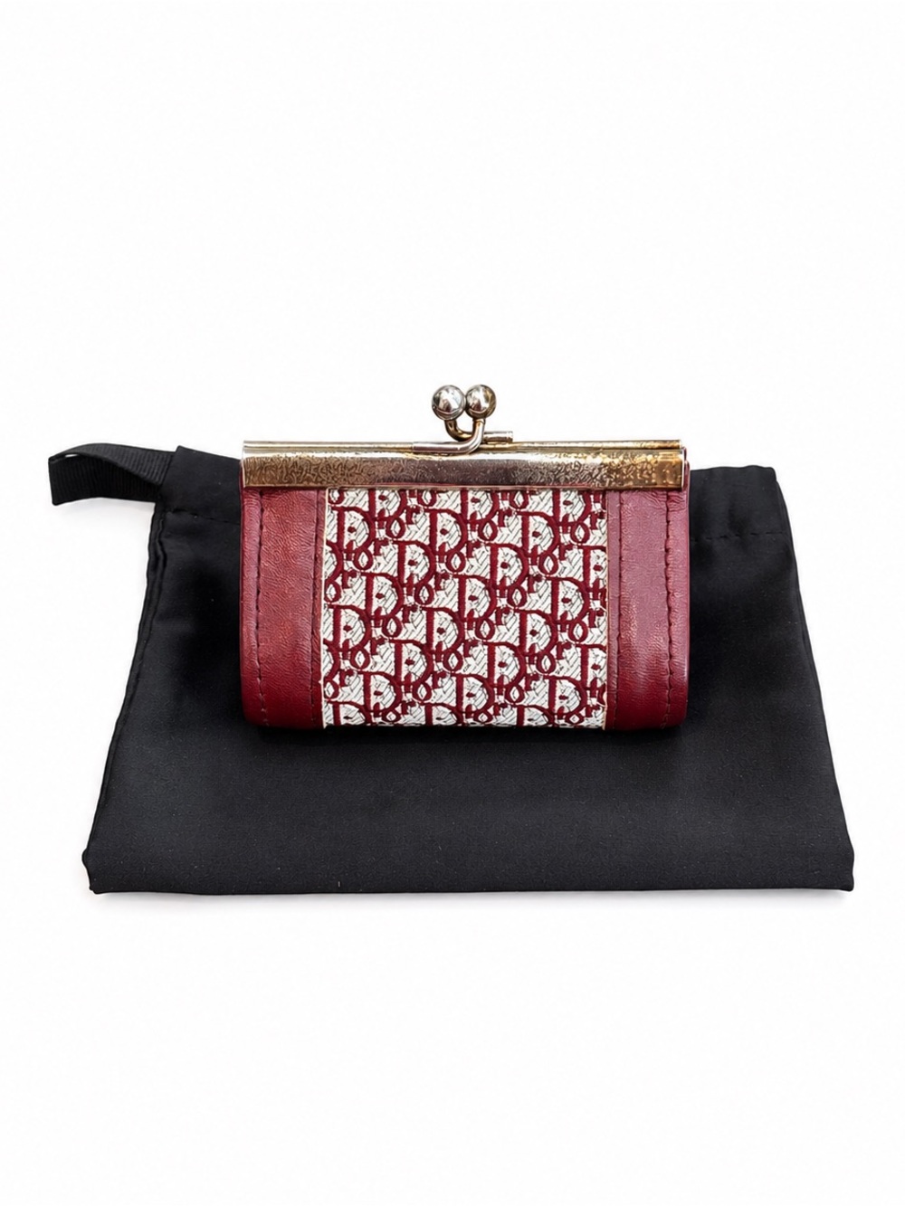 Christian Dior RARE Vintage 1970’s Oblique Monogram Kiss Lock Coin Poin Purse - Picture 2 of 16